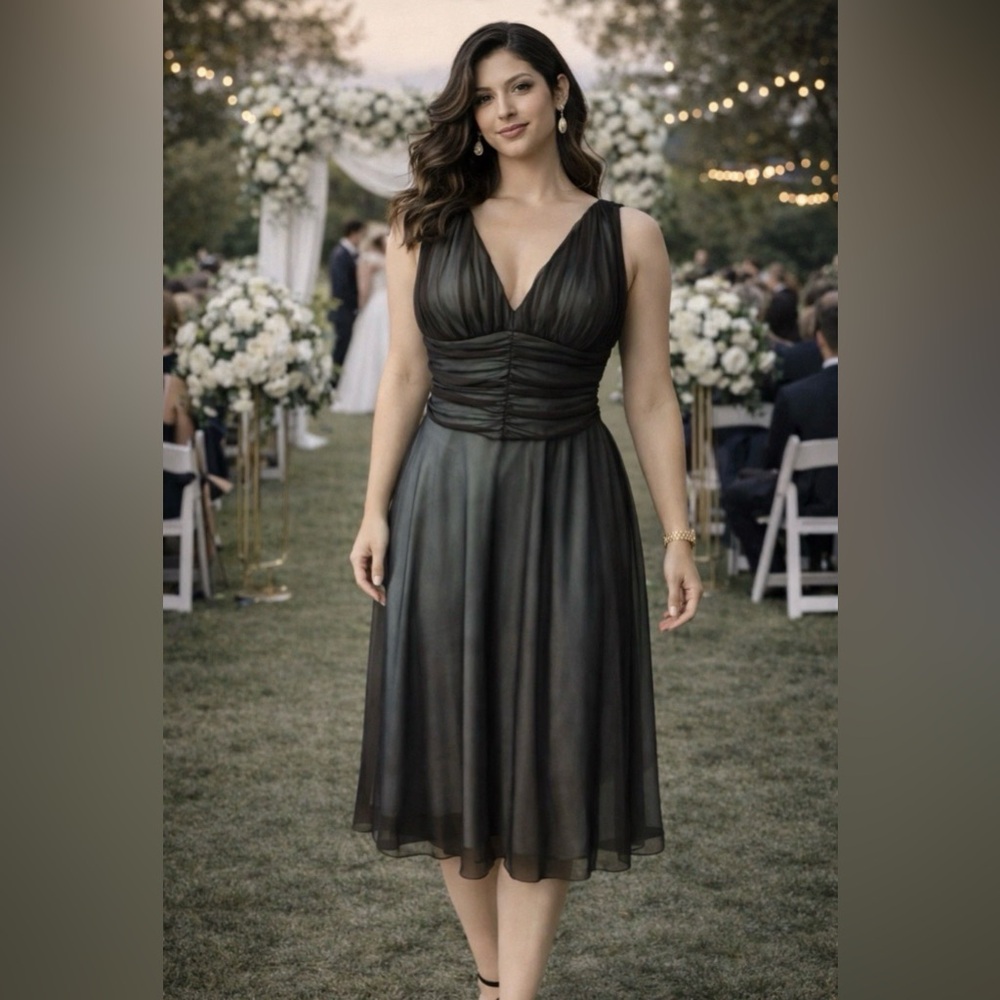 Connected Dress Sheer Brown Blue 12 Flowy A Line Party Church Fairy Washable